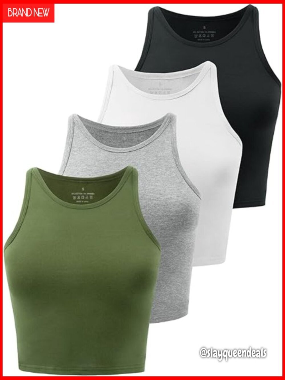 Workout Crop Tops 4 Pack High Neck Racerback Tank Athletic Fit